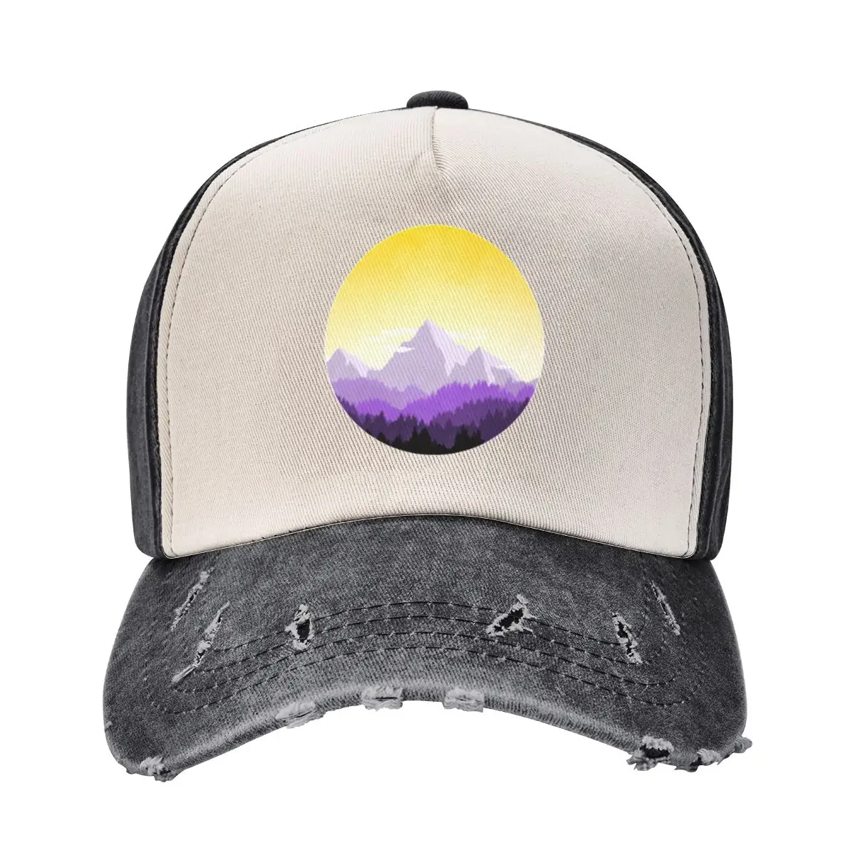 Enby Range Circle (Subtle Non-Binary Flag Landscape) Baseball Cap Sunhat Beach Bag Wear Men Women's