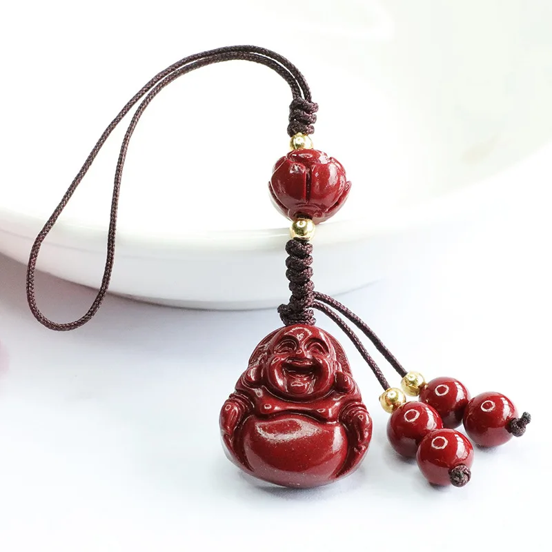 

Роскошное ожерелье из Красного камня Cinnabar Maitreya Buddha Simplicity Key Buckle, настоящие натуральные ювелирные изделия, Женские аксессуары, подарки