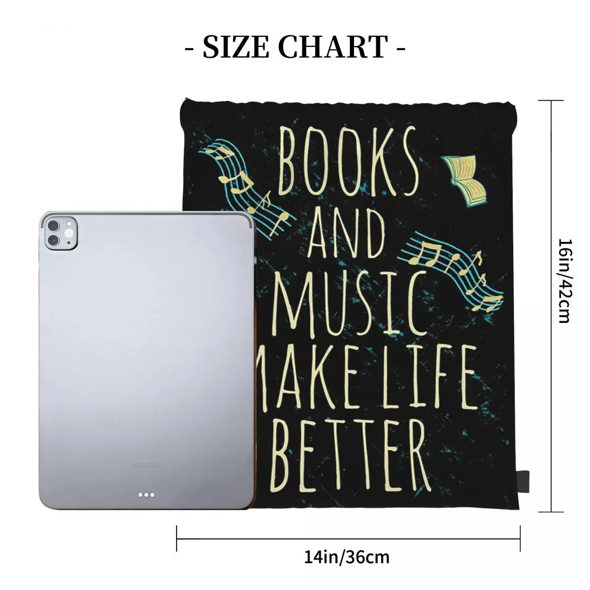 Books And Music Make Life Better Backpacks Drawstring Bags Drawstring Bundle Pocket Sundries Bag Book Bags For Travel Students