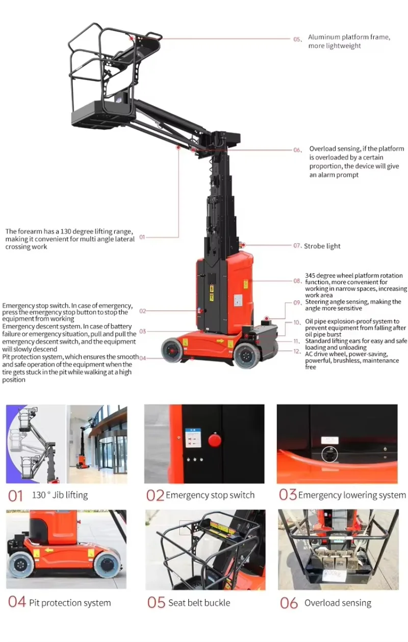 Vertical Mast Lift Mini Articulated Fly 3M Electric Vertical Telescopic Boom Mast Mobile Scissor Lift 9.2m 11.2m Lift Tables