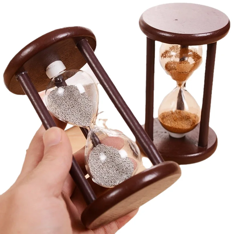 WW retro simple wooden hourglass, home student desktop timer decoration, restaurant table creative ornament