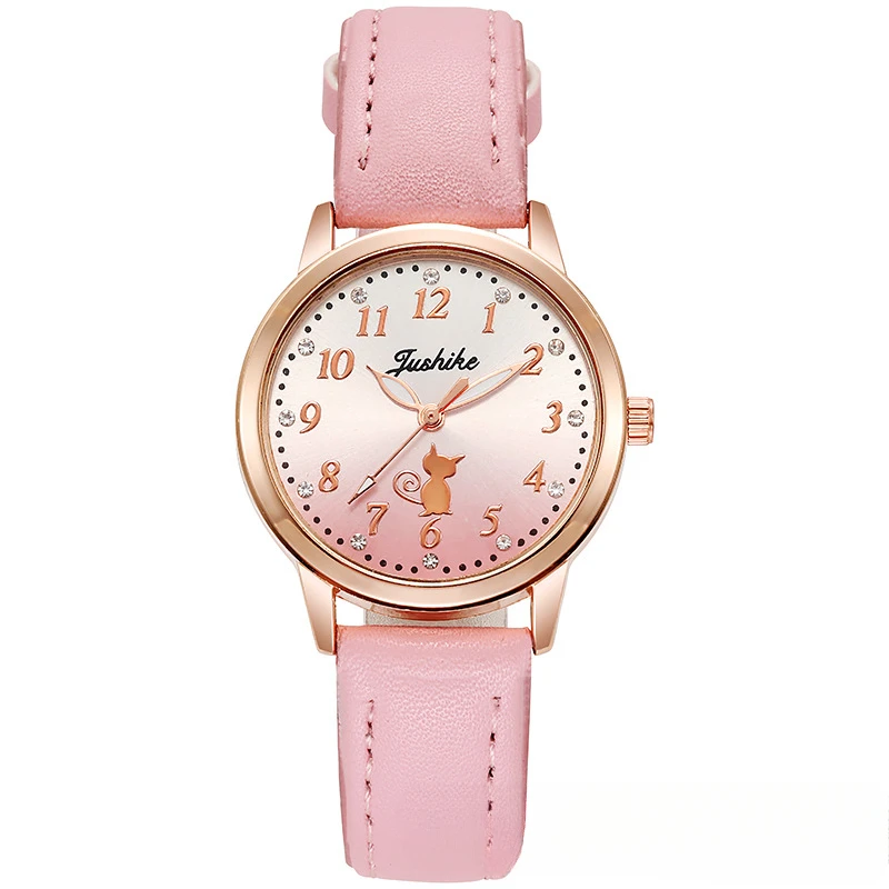 Bonito padrão crianças relógio pulseira de couro casual simples meninas relógio de pulso multicolorido feminino sem pulseira relogio mujer