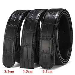 Business Men's Leather Crocodile Pattern Without Belt Buckle Belt Suitable for Automatic/Pin Buckle High-quality Belt Body