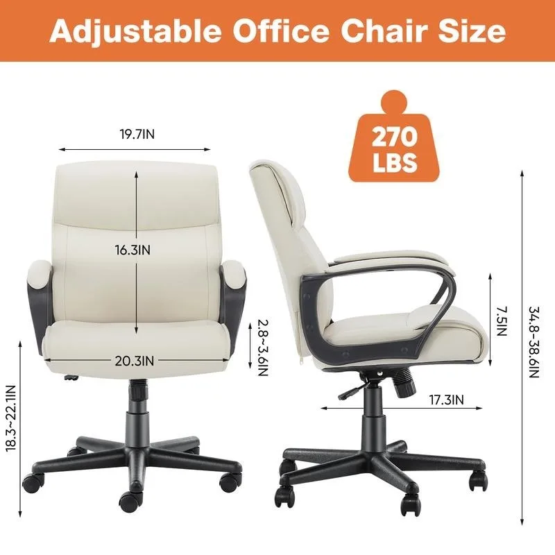 Silla de trabajo giratoria para el hogar y la Oficina, sillón moderno de cuero PU con altura ajustable