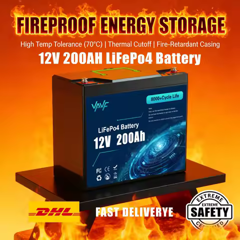 200AH 12V Rechargeable🌙Lifepo4 Battery fit Phosphate Battery with BMS for🛠️Ups,Reliable RV,Off-Grid,Marine&amp;Solar Applications