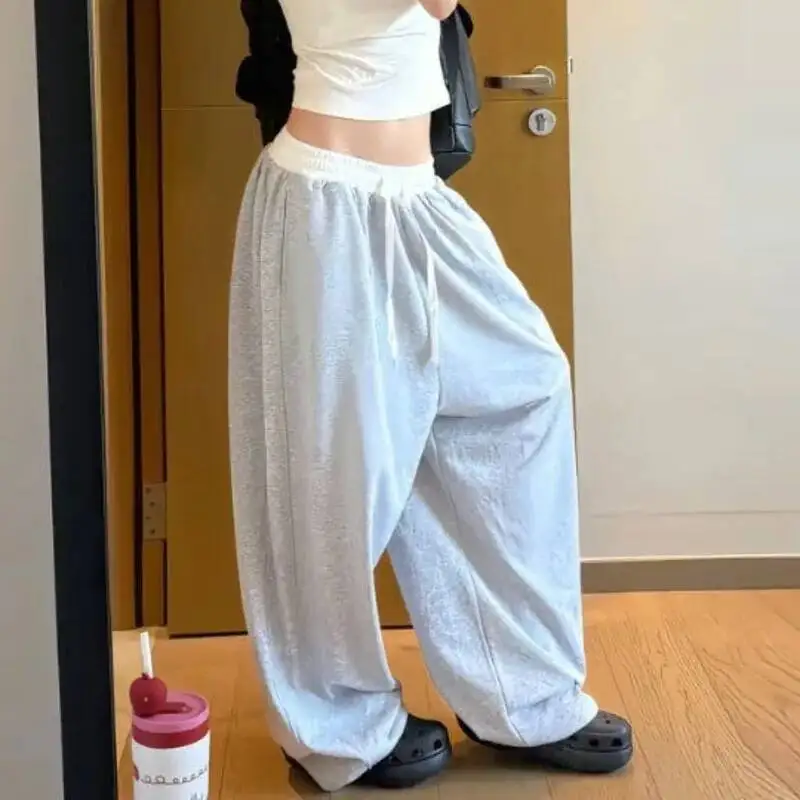 Trendy Wide Leg Drawstring Casual Dance Pants Female Emo Tra Hip Hop Fashion Grunge Gothic Streetwear Trousers Women 2000s Pants