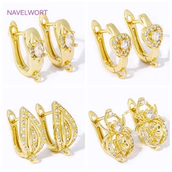 Luxury 18K Gold Plated Brass Shvenzy Earring Hooks,Inlaid Zircon Earwire Fixtures Basic Fastener,For DIY Earring Making Findings