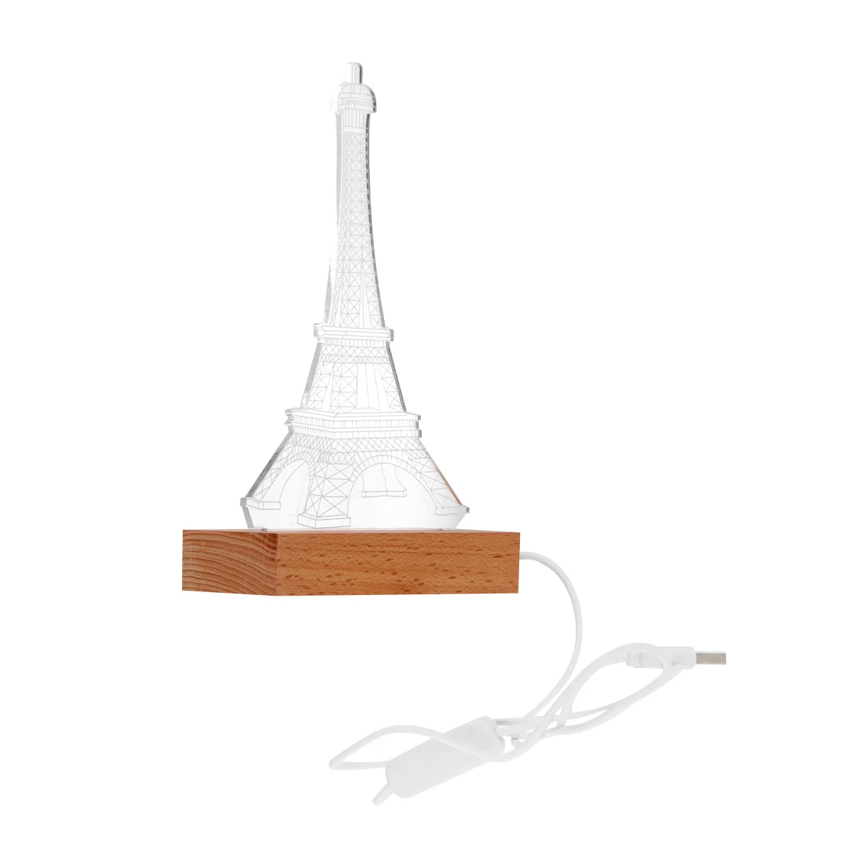 ثلاثية الأبعاد الوهم ليلة مصباح LED ضوء دافئ قاعدة خشبية USB بالطاقة ديكور المنزل غرفة طبق من الأكريليك الوهم الخفيفة