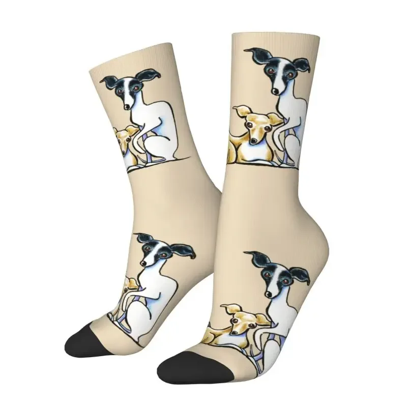 

Cute Mens Italian Greyhound Trio Dress Socks Unisex Breathbale 3D Printing Cute Whippet Sighthound Dog Crew Socks