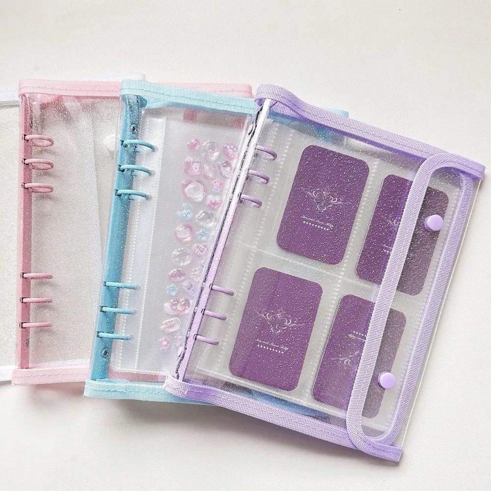 Portable A5 Loose Leaf Binder Double-Buckle Cover Soft Shell Card Organizer Holder PVC DIY Collect Book for Idol Cards