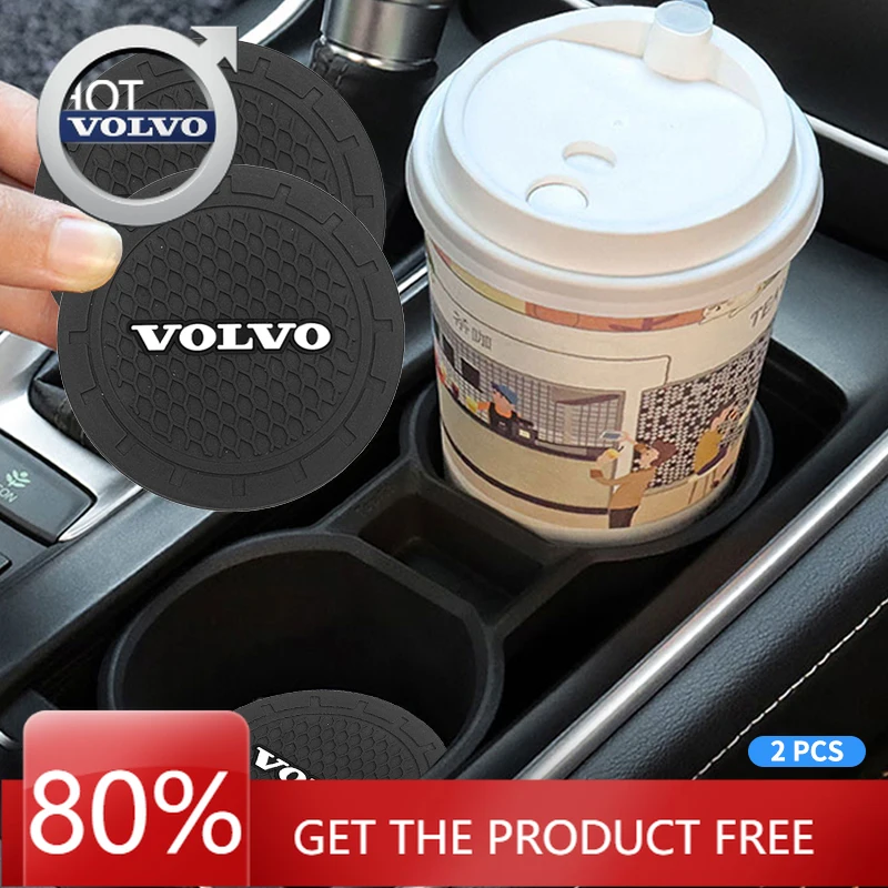 

Эмблемы 2026 Новинка для Volvo 1/2 шт. Автомобильный логотип, коврик для чашки с водой, держатель подставки для напитков, противоскользящий коврик для Volvo RDESIGN XC60 XC90 S60 S80