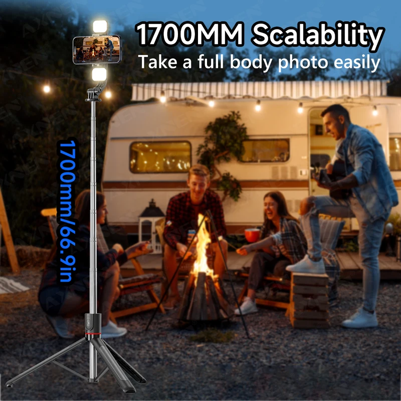 جديد F15 مع جهاز تحكم عن بعد لاسلكي 68 بوصة عصا سيلفي الهاتف سطح المكتب حامل ثلاثي القوائم آيفون أندرويد الهاتف الذكي اطلاق النار مدونة فيديو