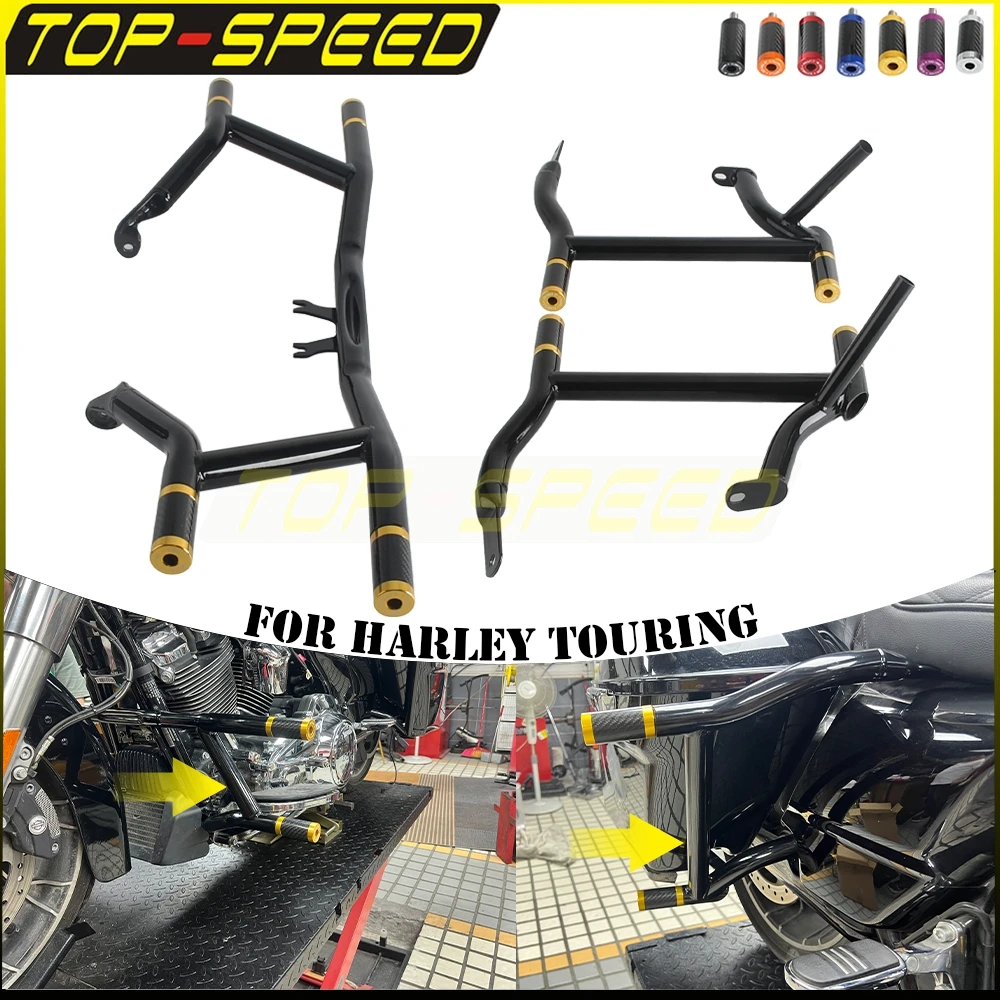 

Motorcycle Higway Saddlebag Guard Crash Bar Bars Bumper Protector For Harley Road King Ultra Limited Low CVO/SE Freewheeler FLRT