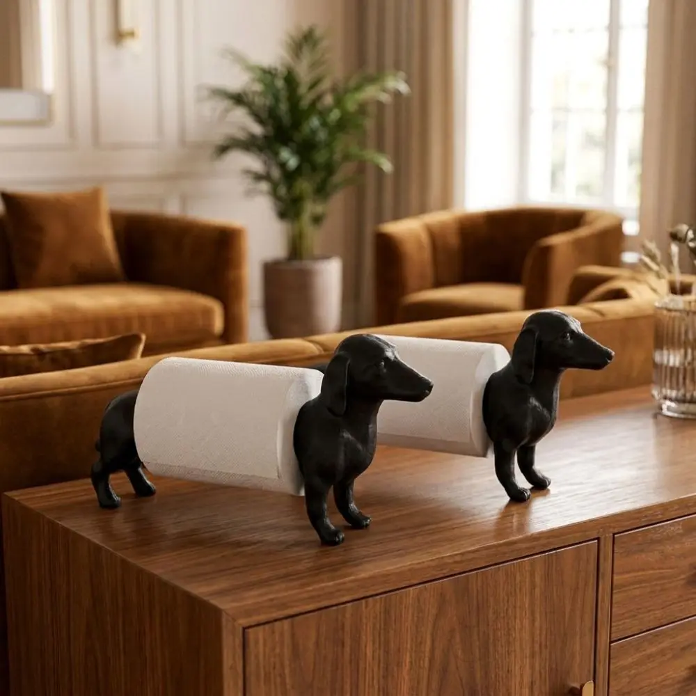 3D Printed Dachshund Paper Towel Holder Freestanding Vintage Animal Shape Roll Holder Functional Funny Dog Kitchen Tissue Rack