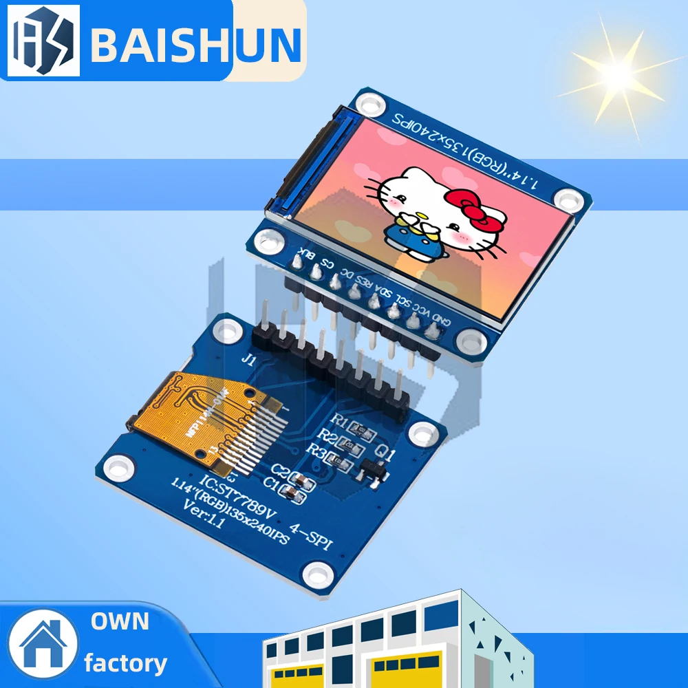 

1pcs/5pcs/10pcs New IPS 1.14 inch 3.3V 8PIN SPI HD Full Color TFT Display Screen ST7789 Drive IC 135*240