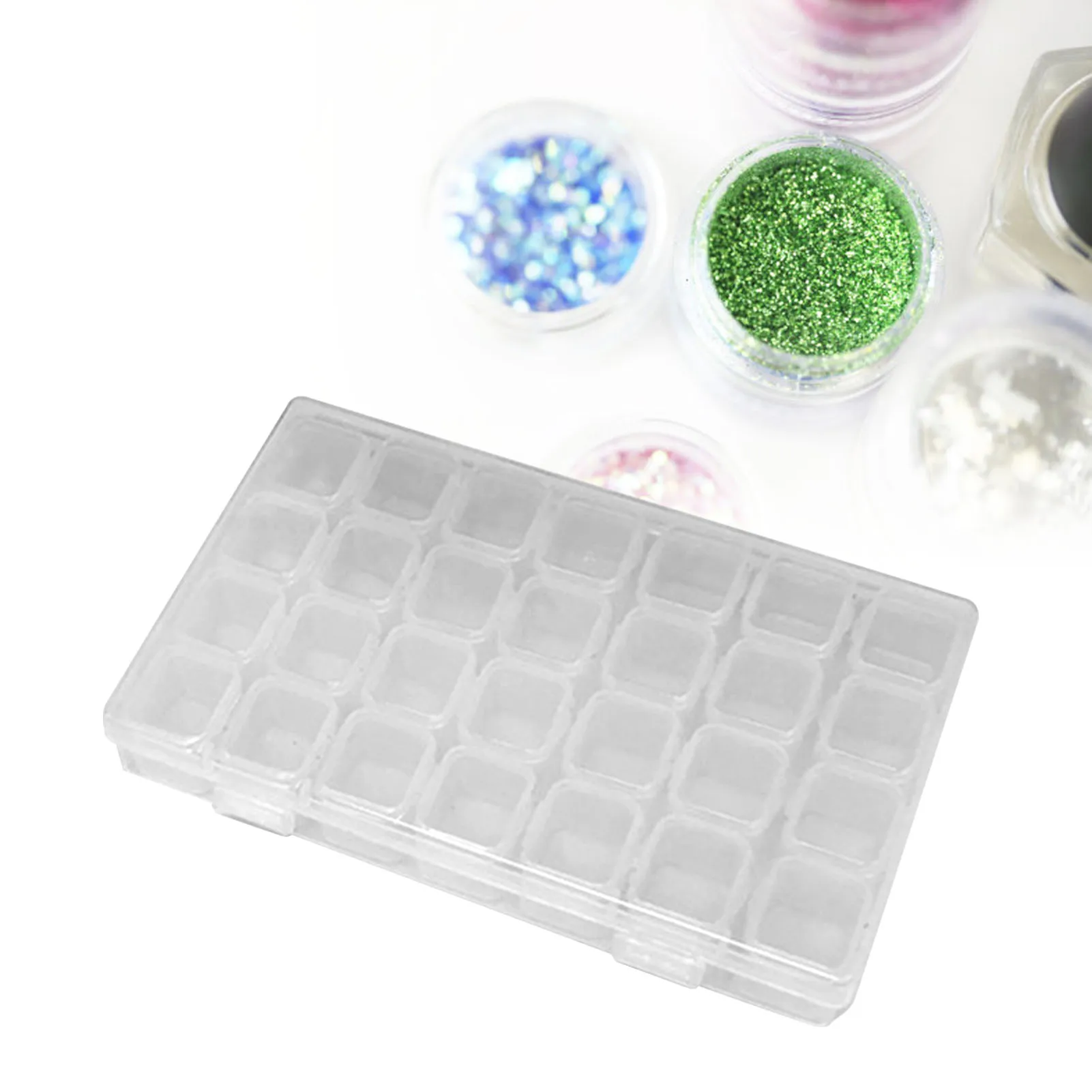 ZK20 Nail Storage Box 28 Grid Eco Friendly Durable Transparent PP Separate Lid Nail Tip Box for Bead Earrings