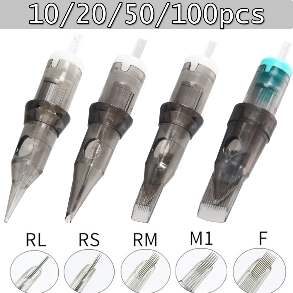 CJMIO 10/20/50pcs Sterilize Tattoo Needle Cartridge Bugpin Tattoo Cartridge Needle RL RS RM M1 For Tattoo Machine Pen