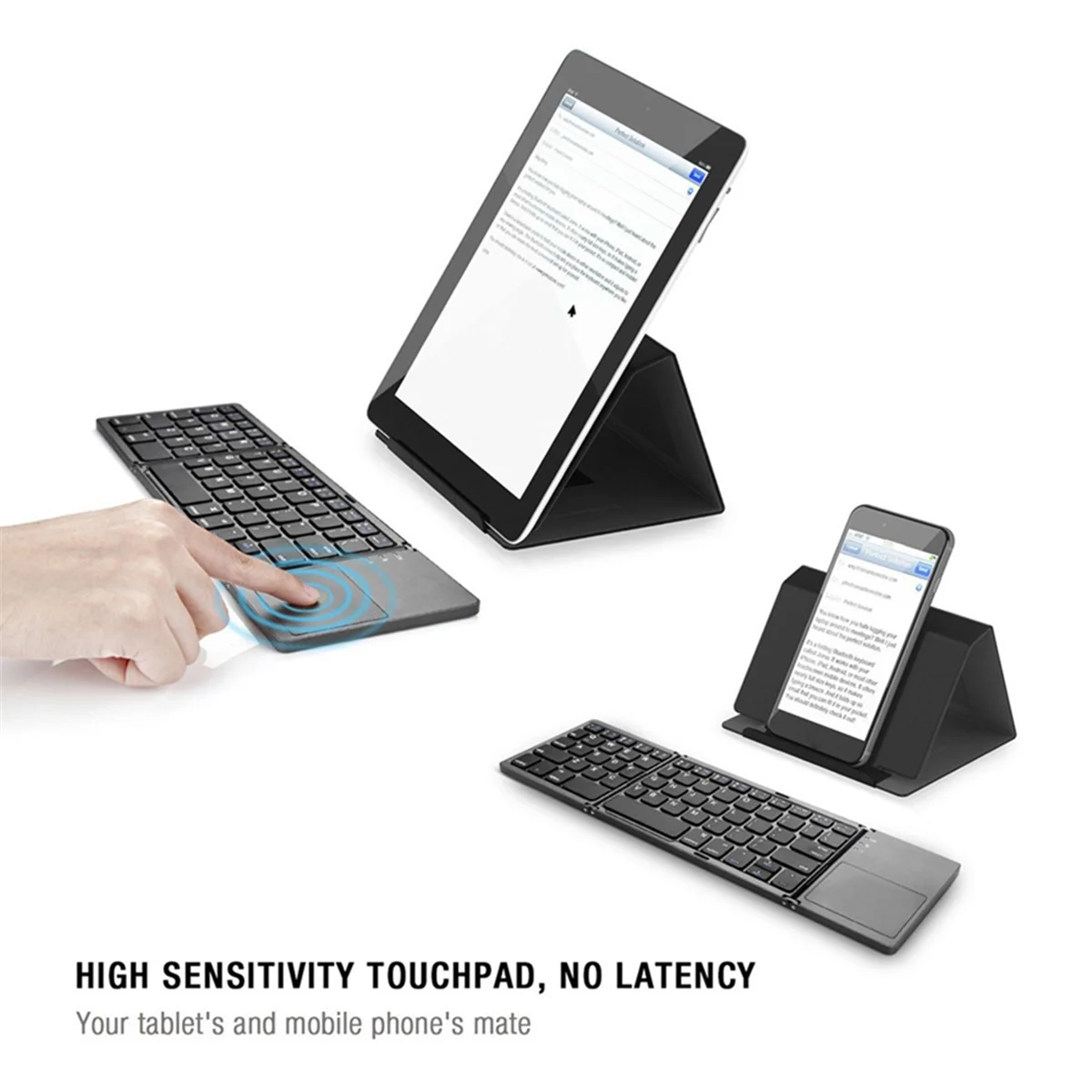 Mini Tri-Fold Wireless Bluetooth Keyboard Portable Universal Keyboard Mouse Touch Keyboard for IOS Android Windows