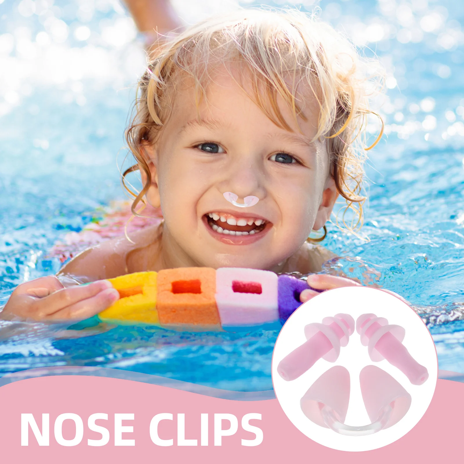 1 Juego de tapones para la nariz para nadar para niños, tapones para los oídos impermeables de silicona, tapones para la nariz, cómodos accesorios de natación para agua