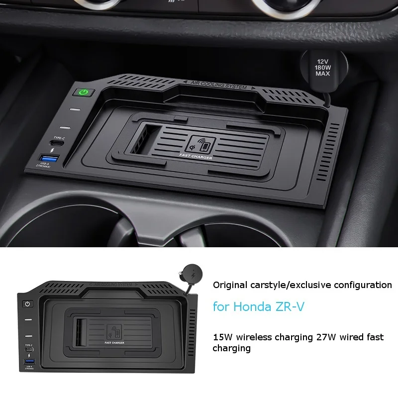 Car Wireless Charger Mobile Phone Holder Fast Charging Pad Plate Car Intelligent System for Honda ZRV ZR-V HRV HR-V 2023 2024