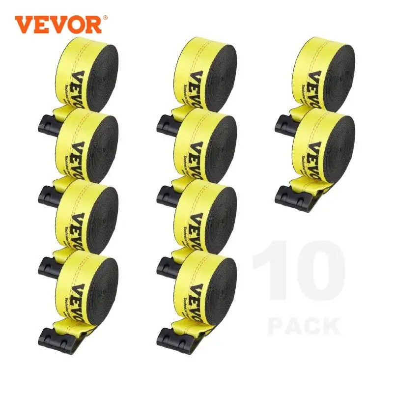 VEVOR Winch Straps Truck Straps with Flat Hook Flatbed Tie Downs Cargo Control for Trailers Farms Rescues Tree Saver Yellow