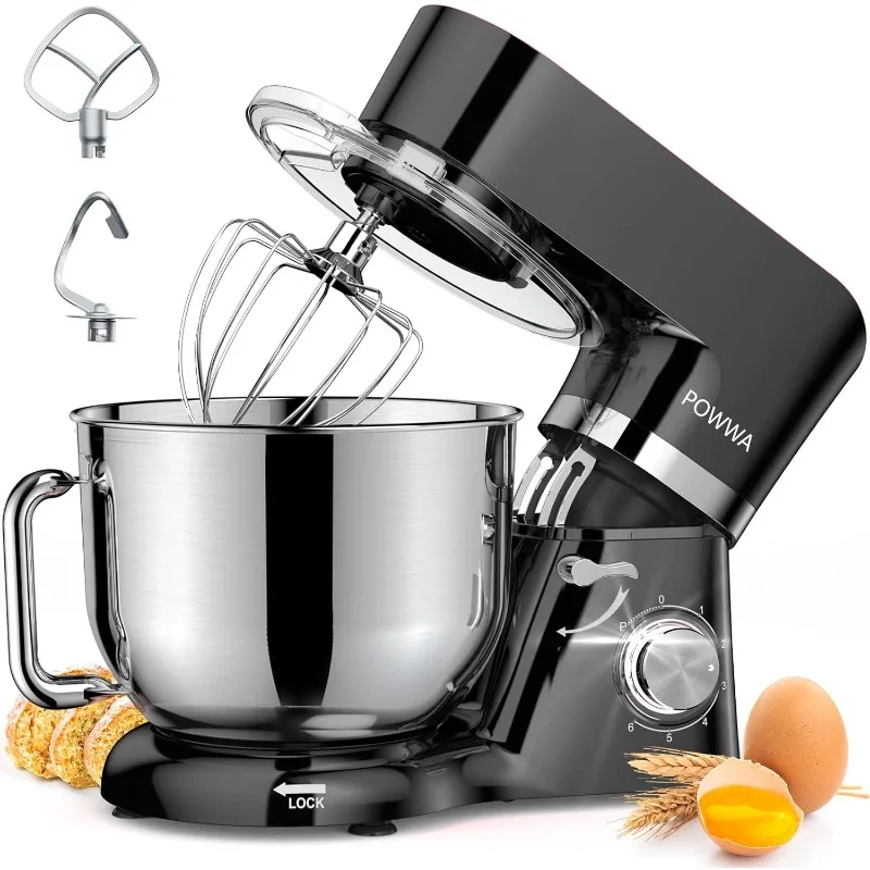 Stand Mixer,  6.5 Quart Electric Mixer, 6+1 Speed 660W Tilt-Head Kitchen Food Mixers with Whisk, Dough Hook, Mixing Beater &