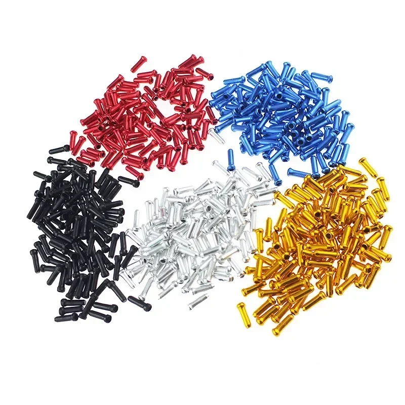 Desviador De Bicicleta De Alumínio, Prático Deslocamento Ponta Fio De Freio, Cabo Interno End Cap, Alta Qualidade, 1,1 cm x 0,3 cm, 100 Pcs