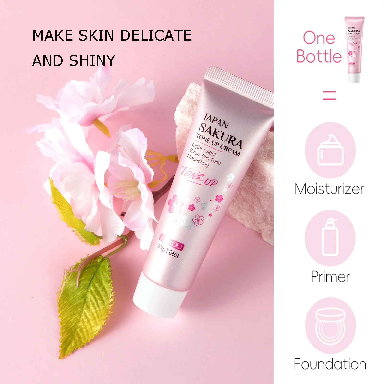 Vrouwen Concealer BB Cream Sakura Tone Up Cream Langdurige Hydraterende Cosmetica Basis Make-up Olie-controle Waterdicht Transpiratie