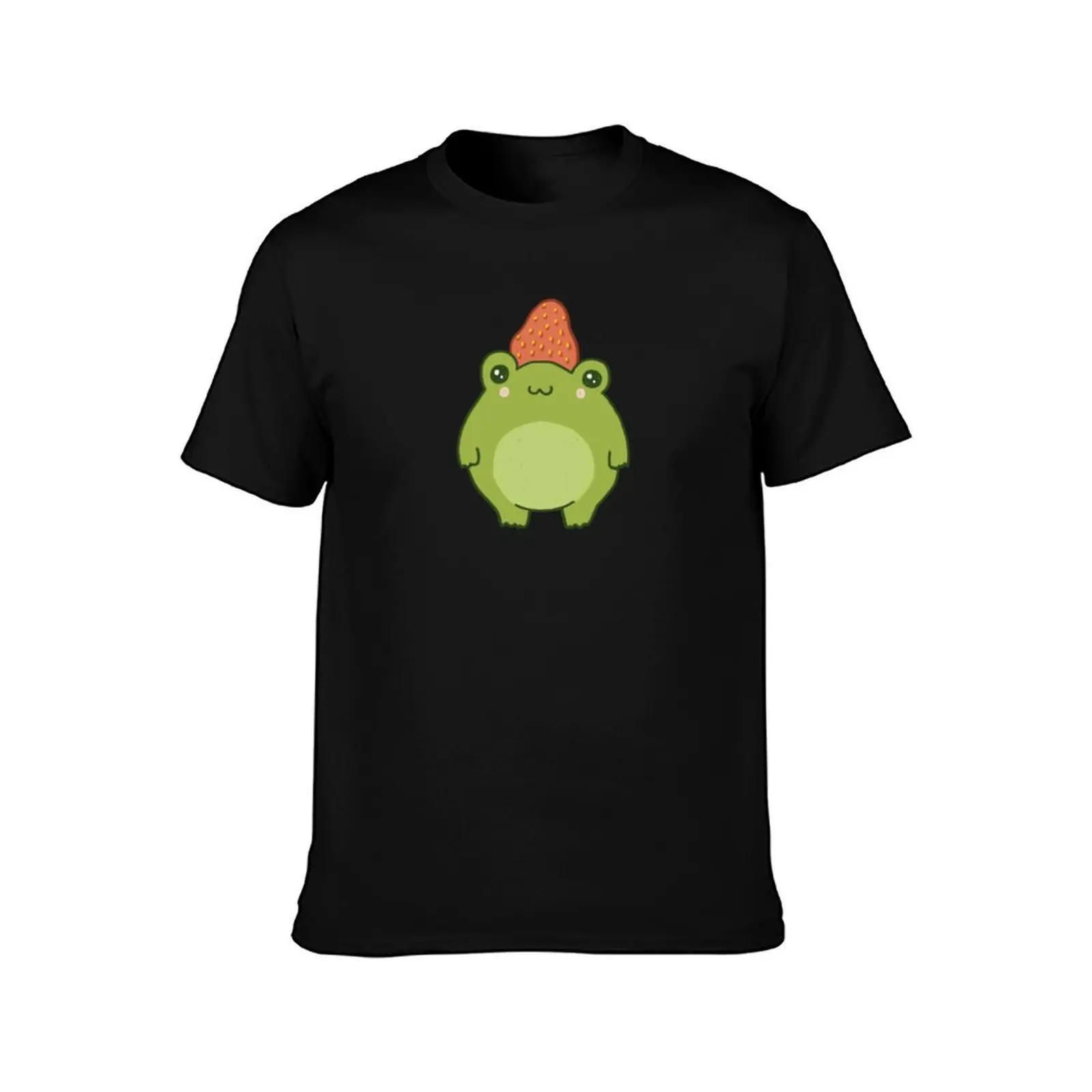 Pastel Strawberry Frog: Kawaii Cottagecore Aesthetic Chubby Froge T-Shirt, Summer Casual Cotton Tee, Oversized Streetwear Tops