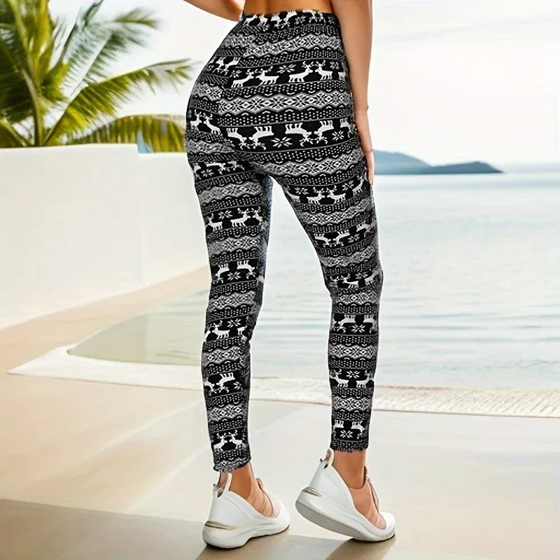 PD21 Europese en Amerikaanse casual mode bovenkleding DAMESbroek Kerst herten Kerst bedrukte elastische legging