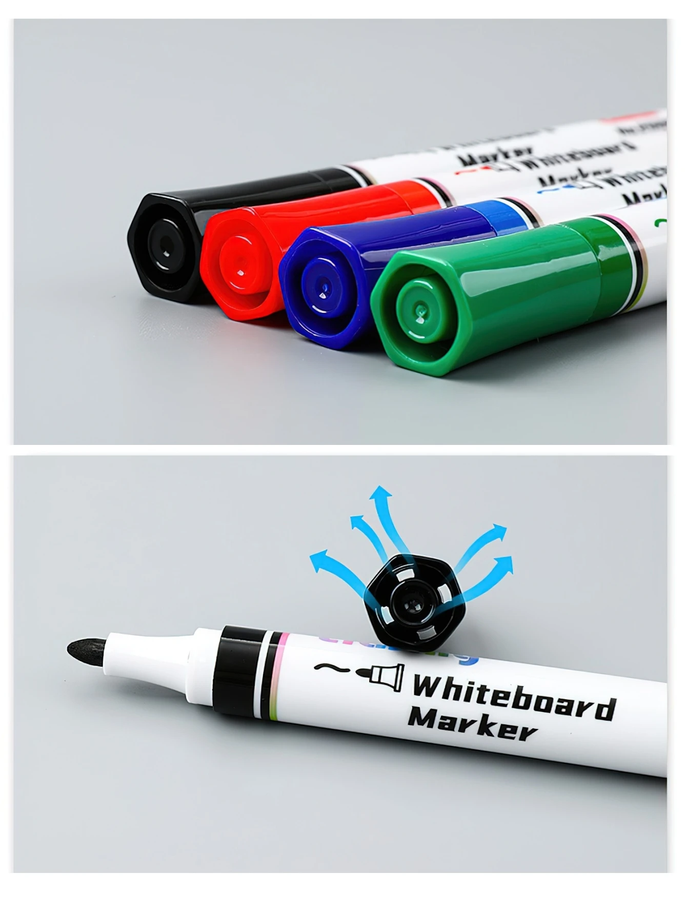 1/4/10 Stück löschbare Whiteboard-Marker, 4 Farben, Rot, Blau, Grün, Schwarz, wasserbasierte Stifte für Unterricht, Schreiben, Büro, F7932 – Detail 10