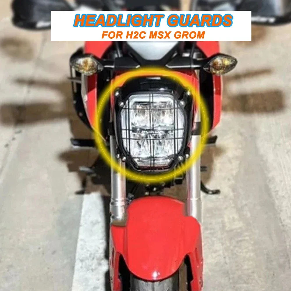 New Motorcycle Headlight Guard Protector Lens Cover Accessories Black For HONDA H2C Msx Grom 2020 2021 2022 H2C MSX GROM