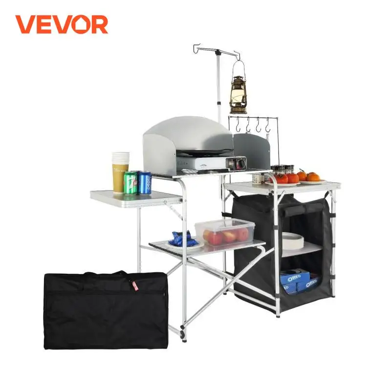 

VEVOR Camping Kitchen Table Folding Outdoor Cooking Table with Carrying Bag Aluminum Cook Station Picnic Kitchen Work Table