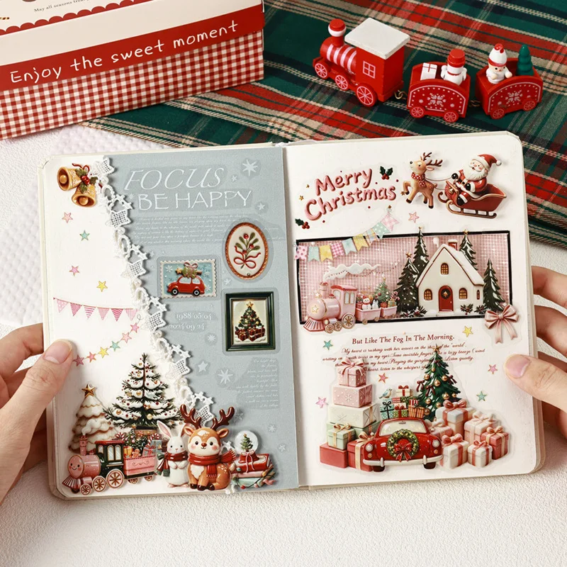 100 sheets Christmas PET Sticker Pack Winter Holiday Decals for Journal Scrapbooking DIY Craft Supplies Decoration