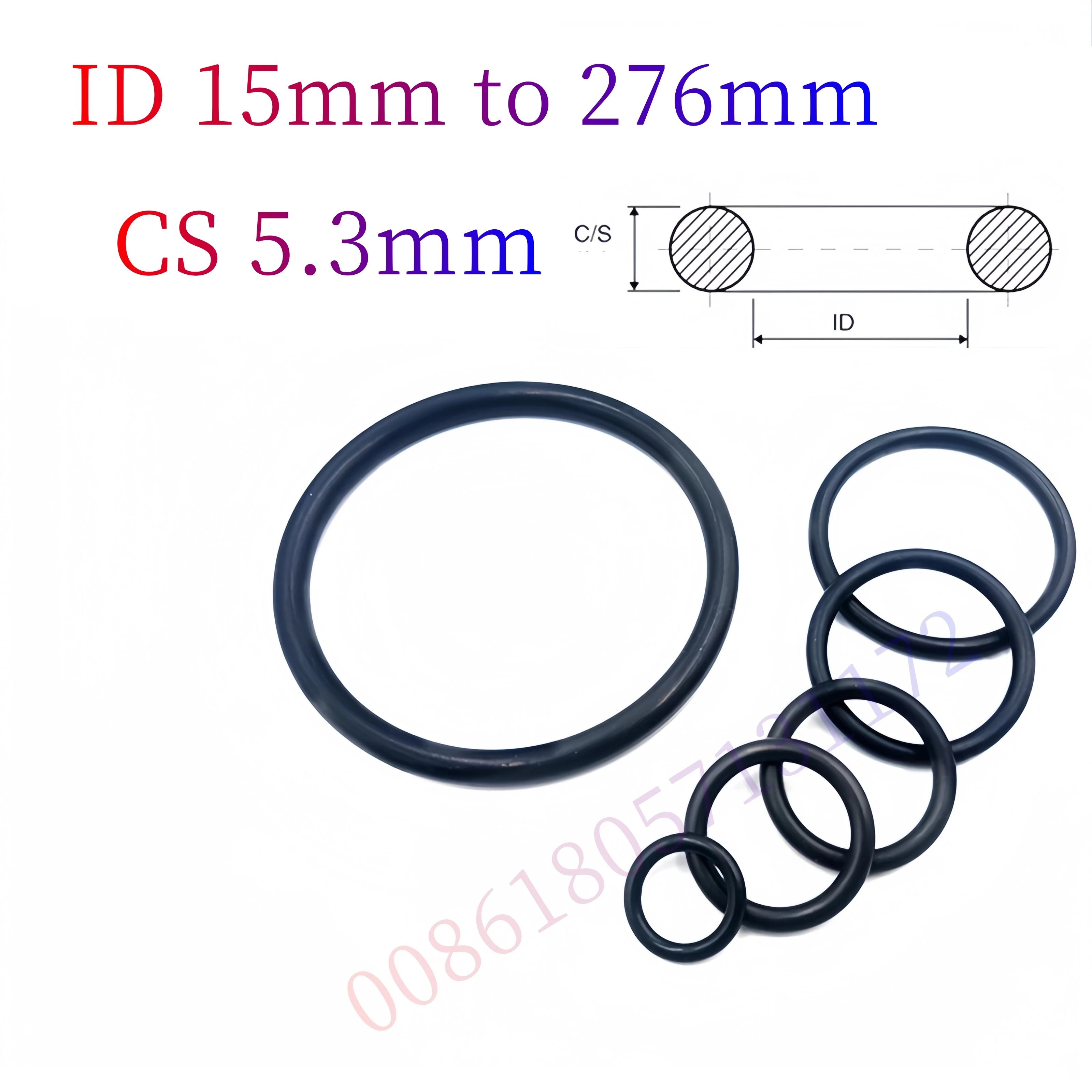 Custom EPDM 70 O-Rings, 5.3mm Cross-Section, Gasket Cushion, Weather, Ozone, UV, Chemical, Acid & Alkali Resistant, Black