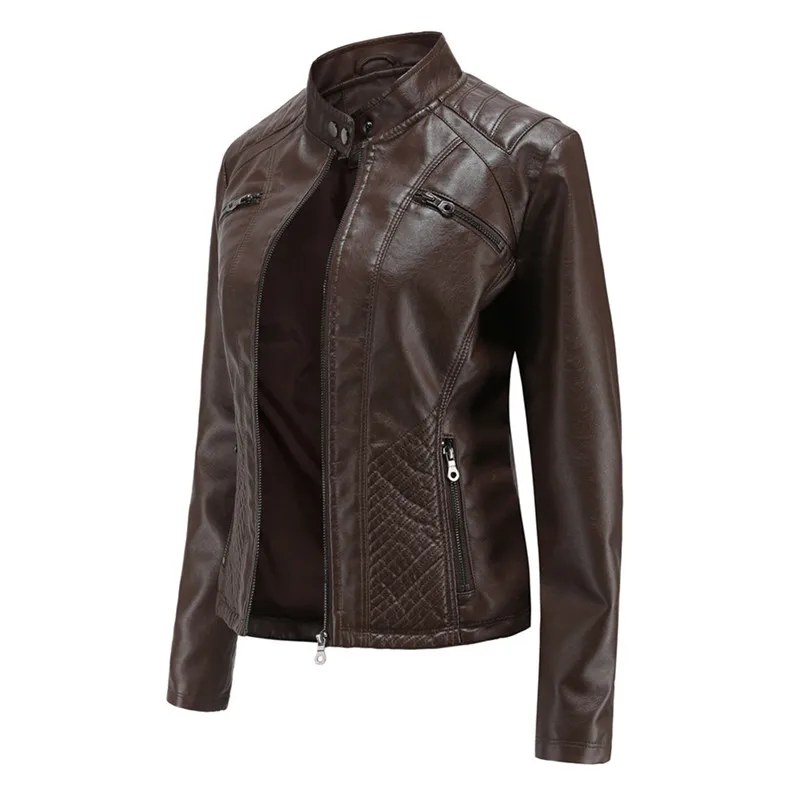 UHYTGF Fake Leather Jacket Female 2023 News Spring Autumn Coats Woman High-End Pu Leather Jackets For Women Free Shipping 2749