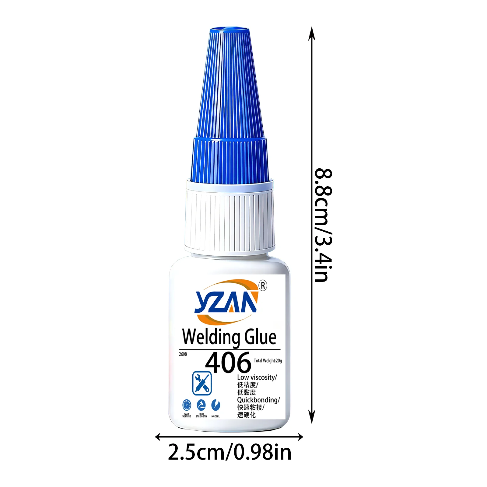 Super Glue 406 Instant Adhesive 9Pcs 20g Fast Curing High Strength Waterproof Multipurpose Welding Glue for Metal Wood Plastic
