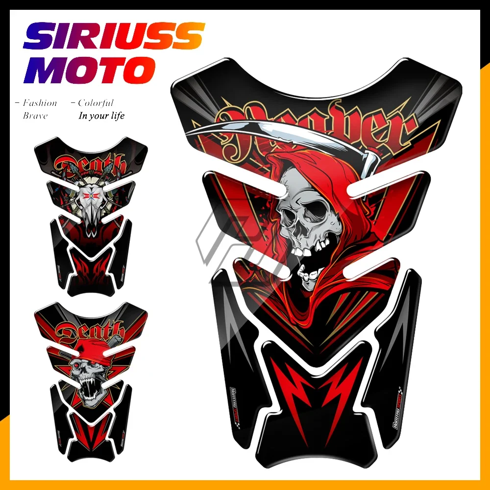 Universal 3D Motorcycle Tank Pad Gel Protector Sticker Death Grim Reaper Tankpad Case for Honda Suzuki Kawasaki Yamaha R1 R6