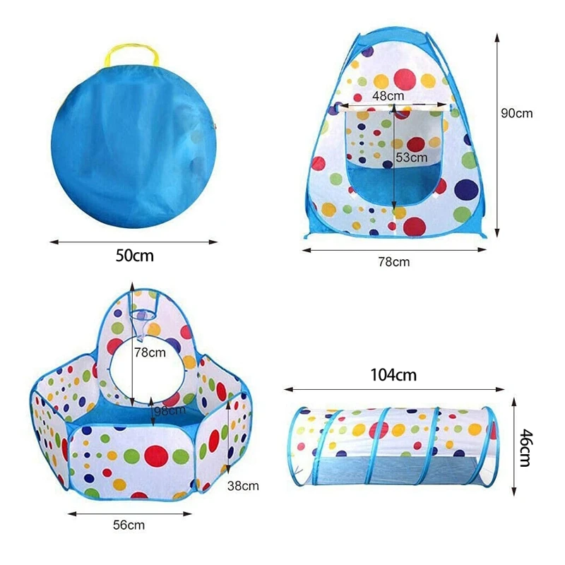 3 ใน 1 เด็กเล่นเต็นท์เล่นอุโมงค์ Ball Pit เต็นท์เด็กสําหรับในร่มหรือกลางแจ้งให้เด็กที่ดีที่สุดของขวัญ