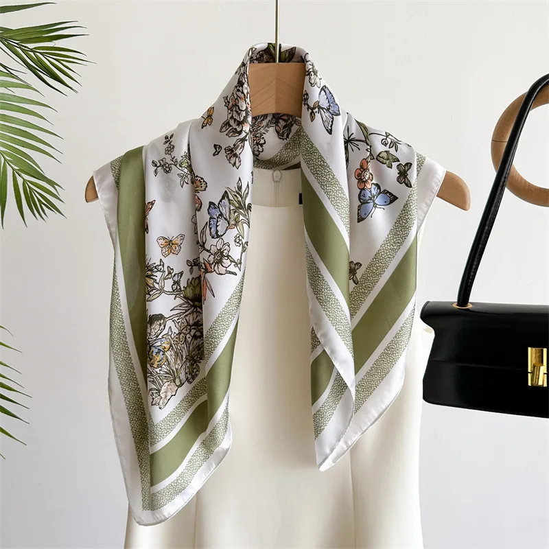

1PCS Spring and summer butterfly flower small square scarf printed silk scarf new headscarf fashion scarf professional scarf