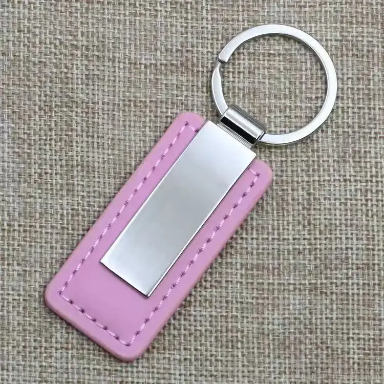 Einfacher Leder-Schlüsselanhänger, rechteckig, Edelstahl, Metall, Herren-Schlüsselring, Auto-Geschenk, Schlüsselanhänger, exquisiter Modeanhänger, Großhandel – Detail 6