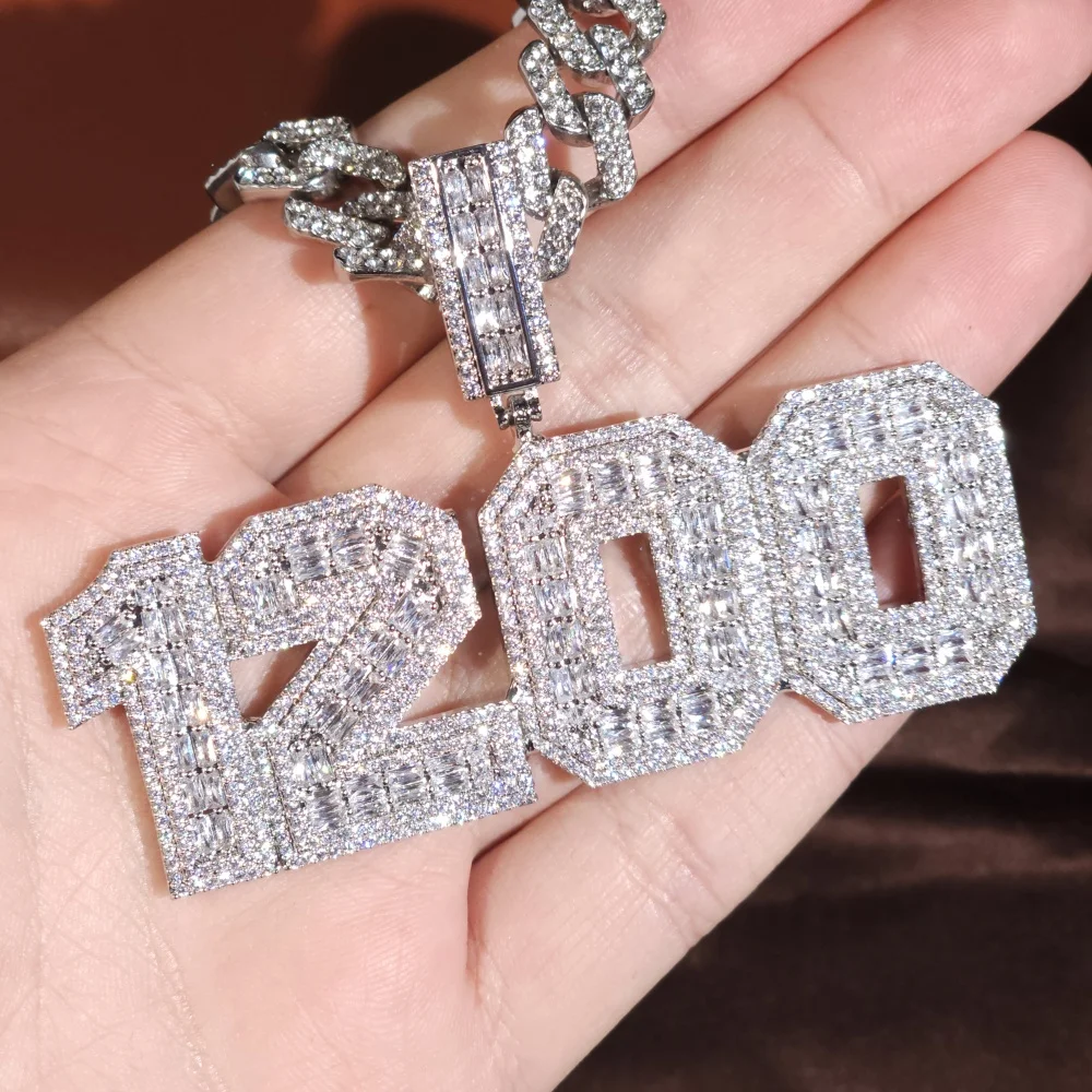 

Iced Out Customized Name Necklace Personalized Bling Baguettecz Pendant Fashion Nameplate Charm Luxury Hip Hop Jewelry Men Gift