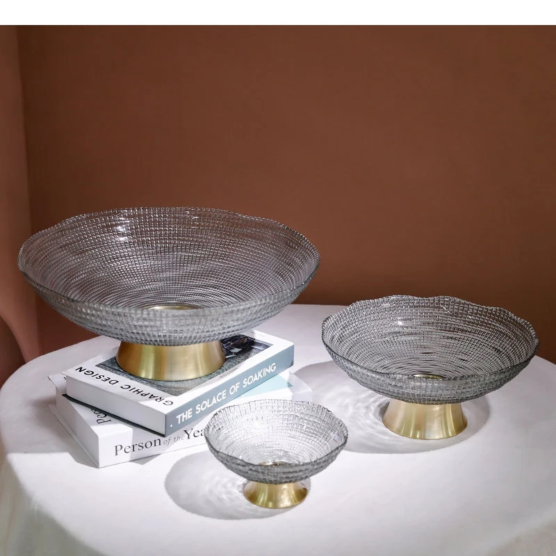 

Modern Luxury Glass Fruit Plate European Pallet Decoration Home Living Room Candy Snack Tray Decorative Tableware