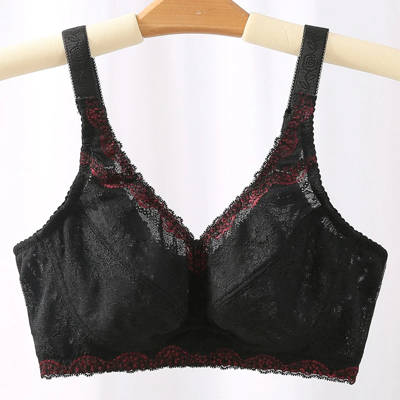 Women\'s Full Coverage wire free Non-Foam Lace Bra 36 38 40 42 44 46 48 B C D E F