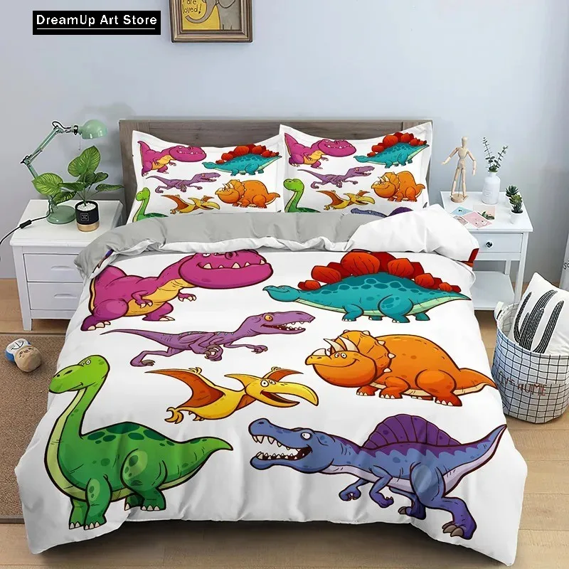 3D Print Cartoon Dinosaur Jurassic World Bedding Set Boys Girls Twin Queen Full Size Duvet Cover Pillowcase Bed Adult Bedroom