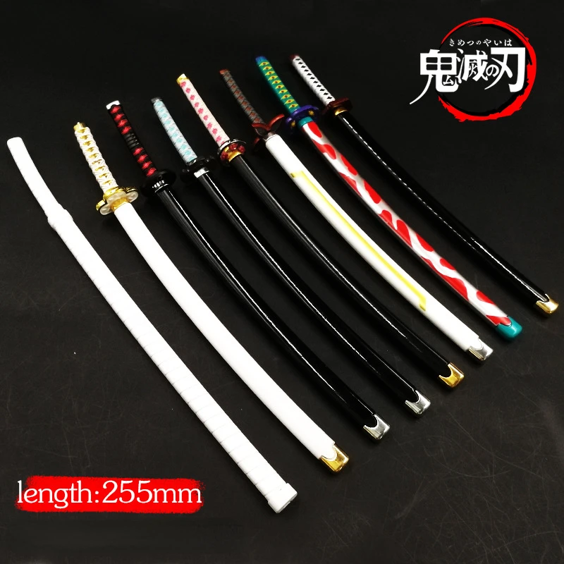 Demon Slayer prawdziwe miecze Katana 25cm Anime Demon Slayer rekwizyty do Cosplay broń rekwizyty do Cosplay bitwa przeczytaj krawędzi wystrój sypialni