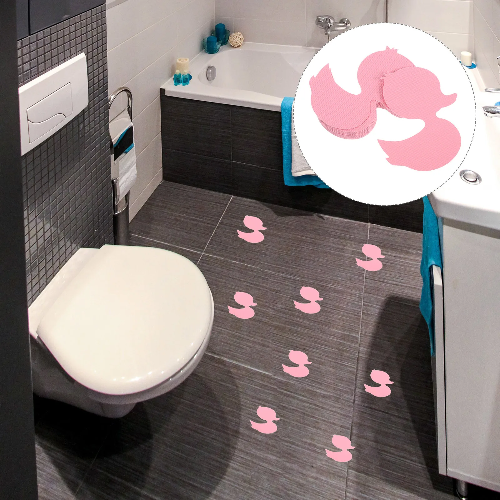 

12Pcs Bathtub Stickers Non-Slip Cartoon Duck Decorative Decals Bathroom Floor Safety Anti-Skid Waterproof Self-Adhesive Shower