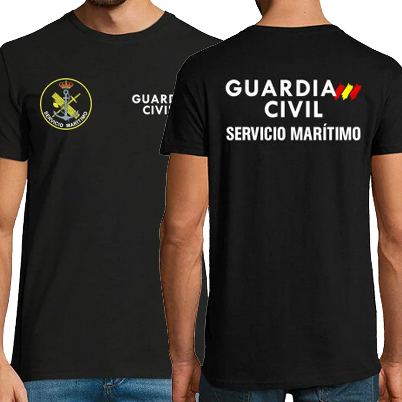 Short Sleeve Casual 100% Cotton O-Neck Summer Mens T-shirt Guardia Civil Espana. Spanish Guard Maritime Service T-Shirt Round