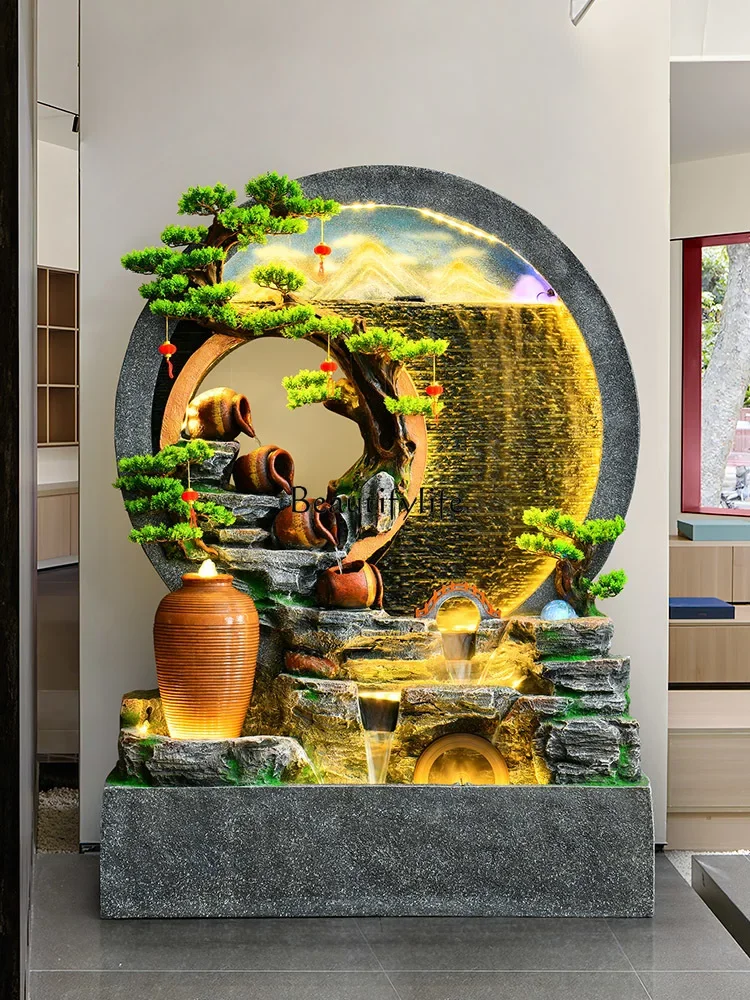 

yj19 Water Curtain Wall Flowing Water Screen Villa Courtyard Fountain Landscape Wealth-Attracting Floor Ornament