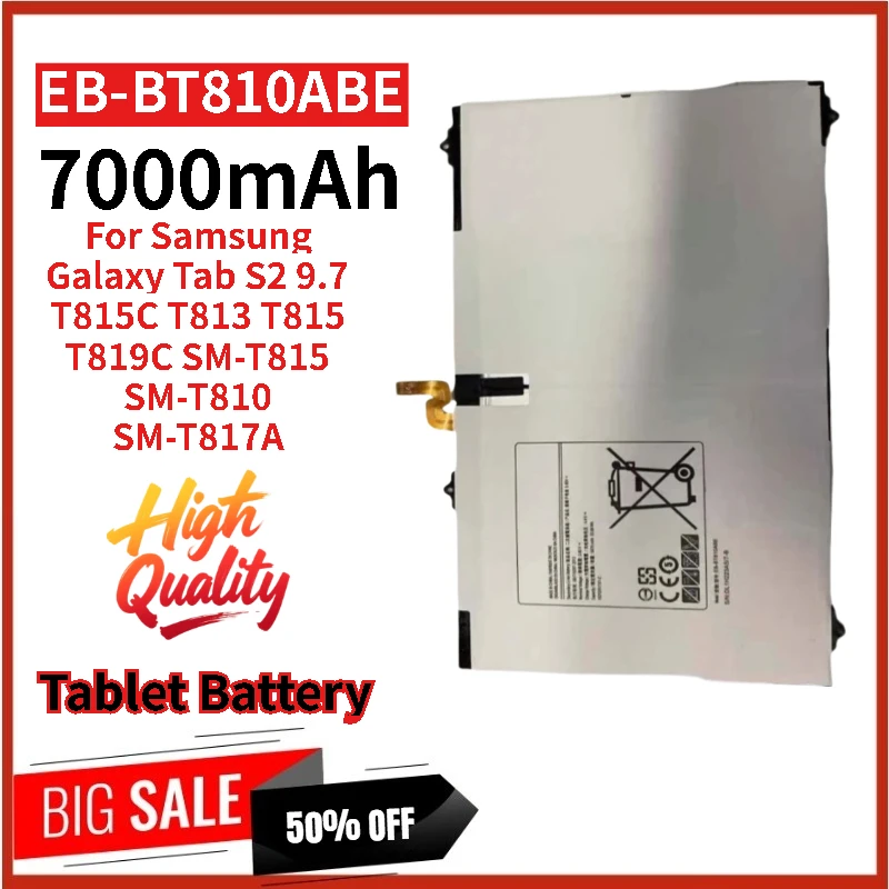 

High Quality EB-BT810ABE Tablet Battery 3.85V 7000mAh For Samsung Galaxy Tab S2 9.7 SM-T810 T815C T819C T813 T815 Brand New
